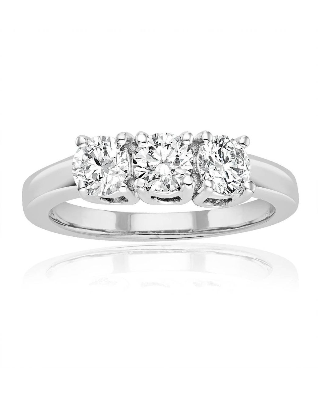 The Diamond Store White Chloe 18K 3 Stone Diamond Ring 1.00Ct