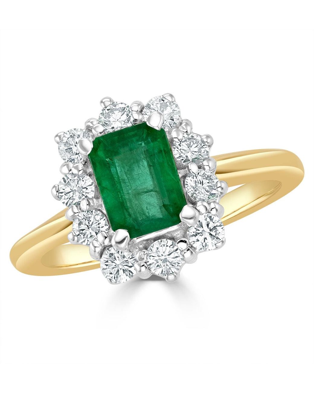 The Diamond Store Green Emerald 1.00Ct And Diamond 0.50Ct 18K Ring