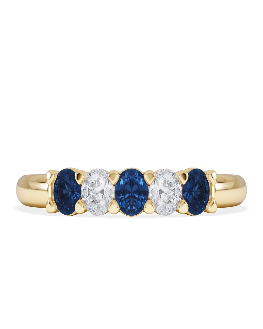 The Diamond Store Blue Solene 0.75Ct Oval Cut Lab Sapphire And Lab Diamond Half Band Eternity Ring