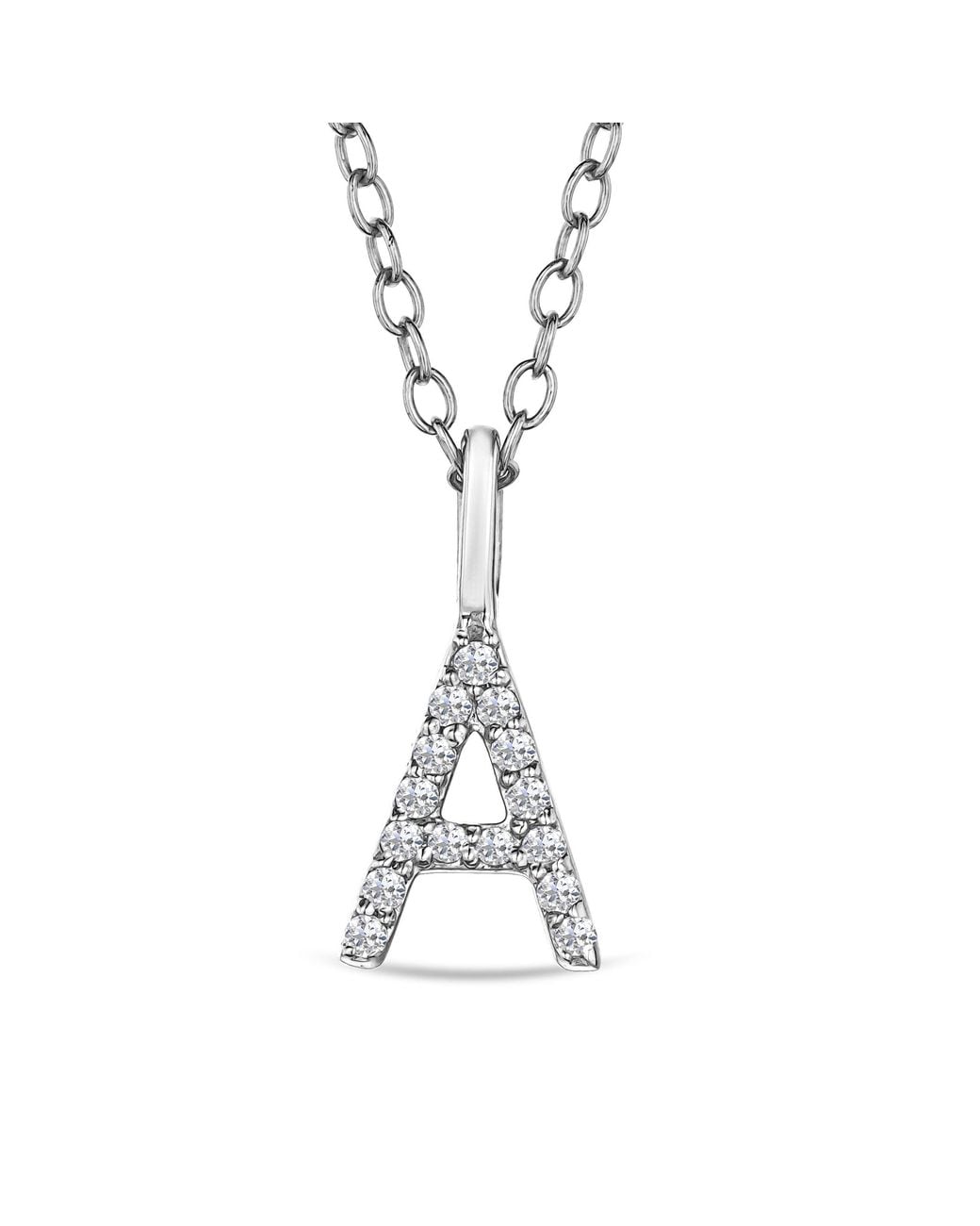The Diamond Store Metallic Love Letter Initial A Lab Diamond Necklace Set