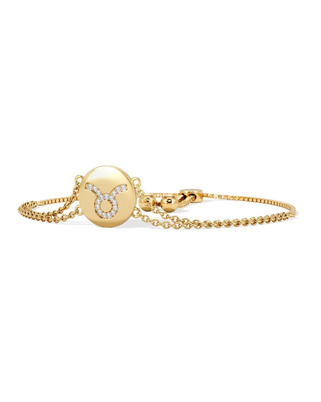 The Diamond Store Metallic Astrology Taurus 0.07Ct Lab Grown Diamond Adjustable Medallion Bracelet 18K Vermeil