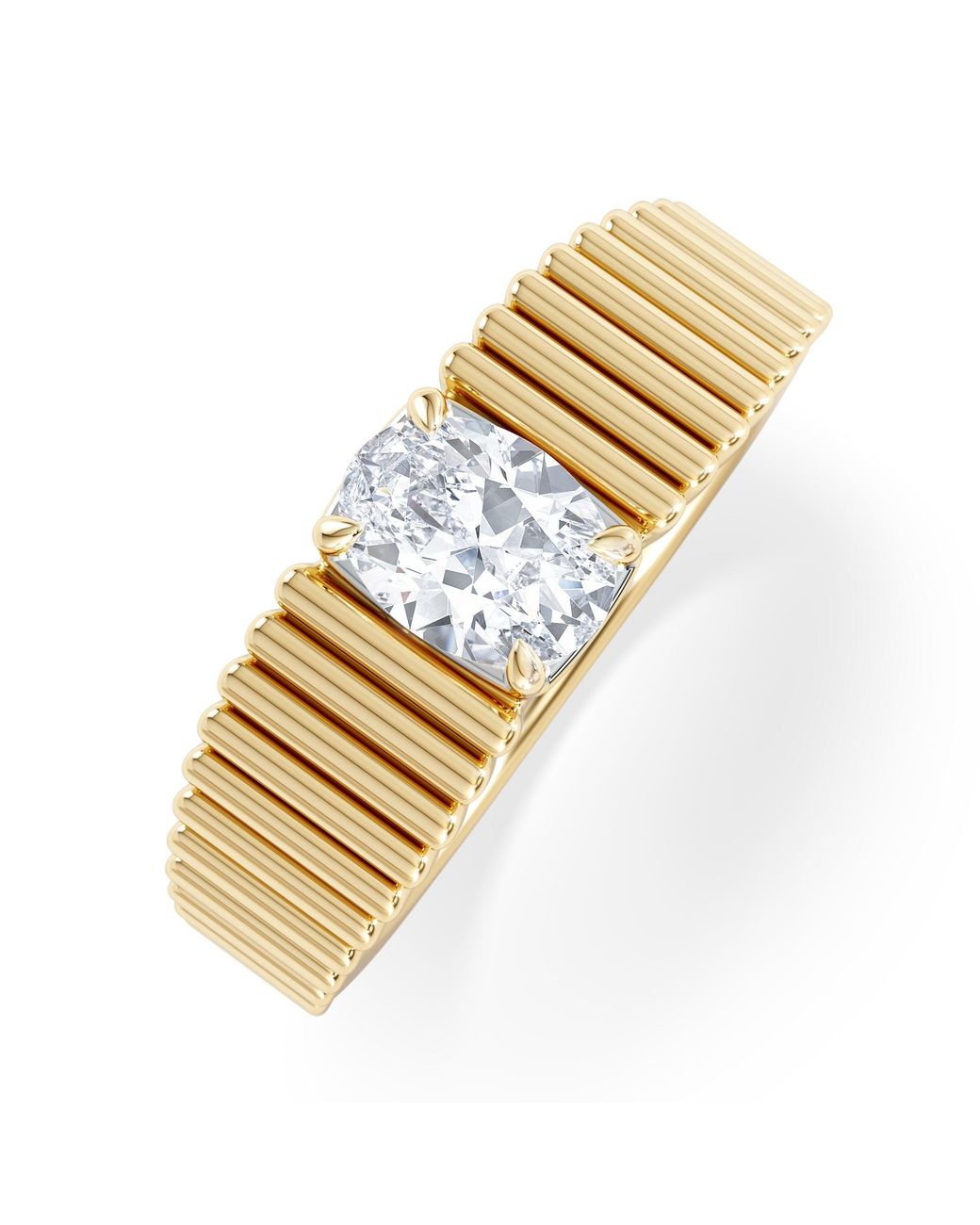 The Diamond Store Metallic Flute 0.50Ct Oval Cut Lab Grown Diamond Solitaire Ring 18K