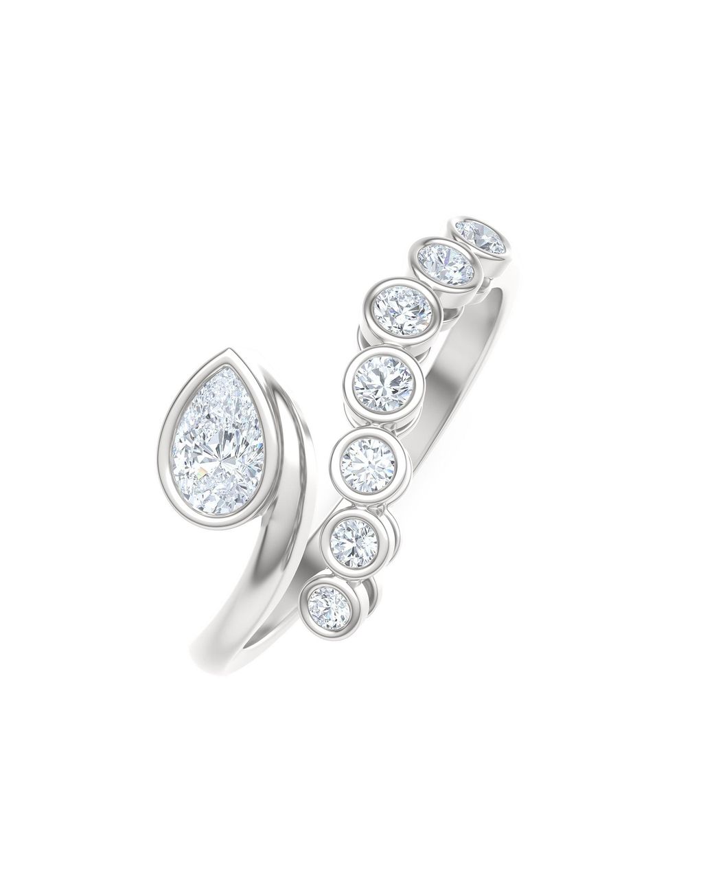 The Diamond Store Metallic Skyline 0.45Ct Pear And Round Cut Lab Diamond Ring