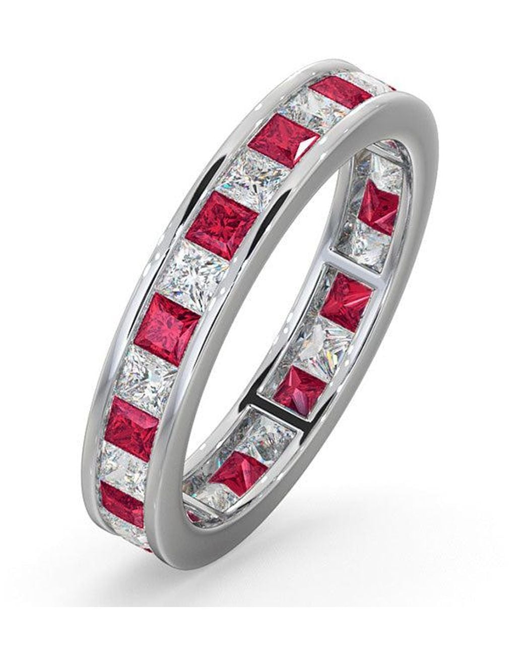 The Diamond Store Pink Eternity Ring Lauren Diamonds G/Vs And Ruby 2.25Ct