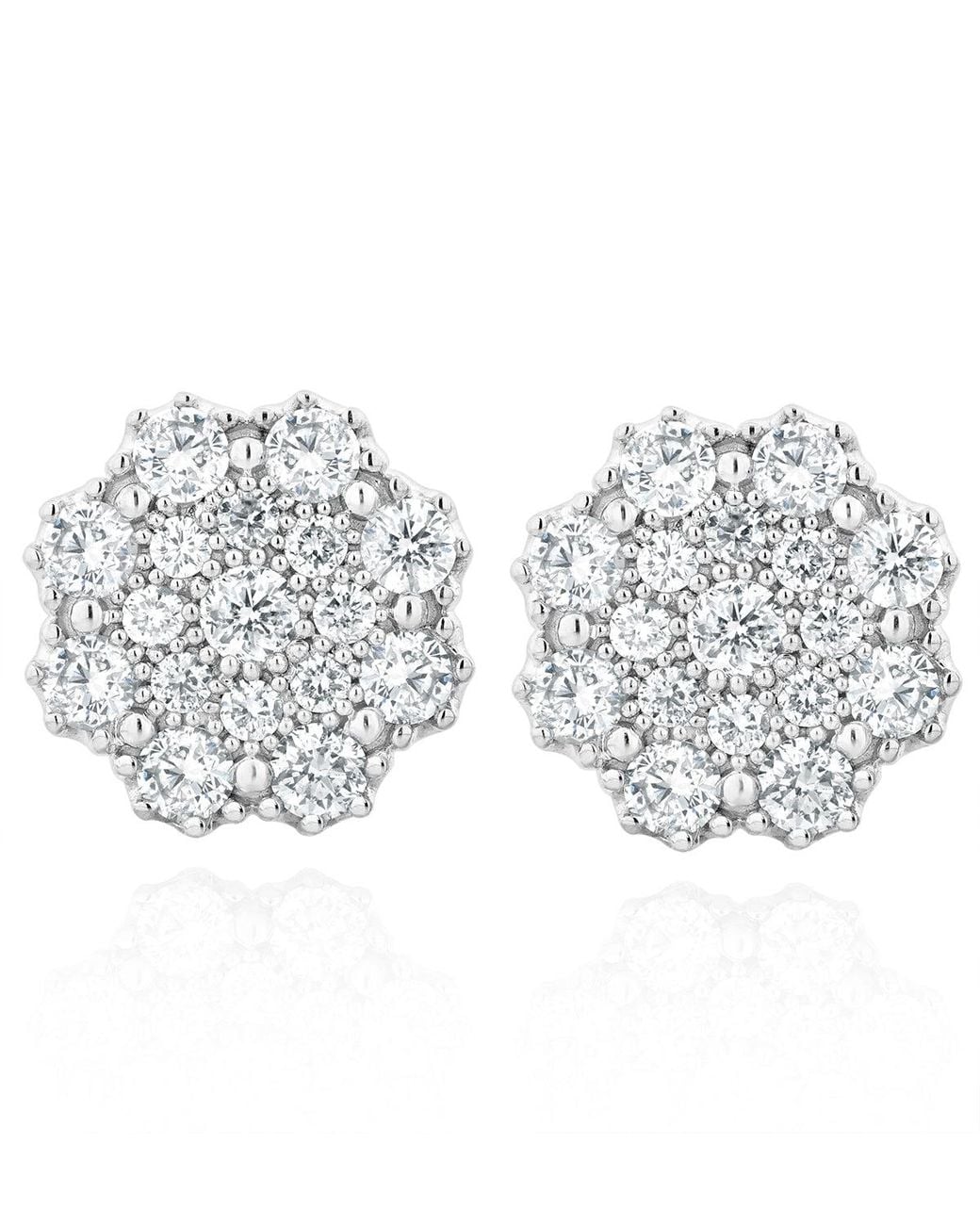 The Diamond Store White Large Lab Diamond Cluster Earrings 1.00Ct H/Si