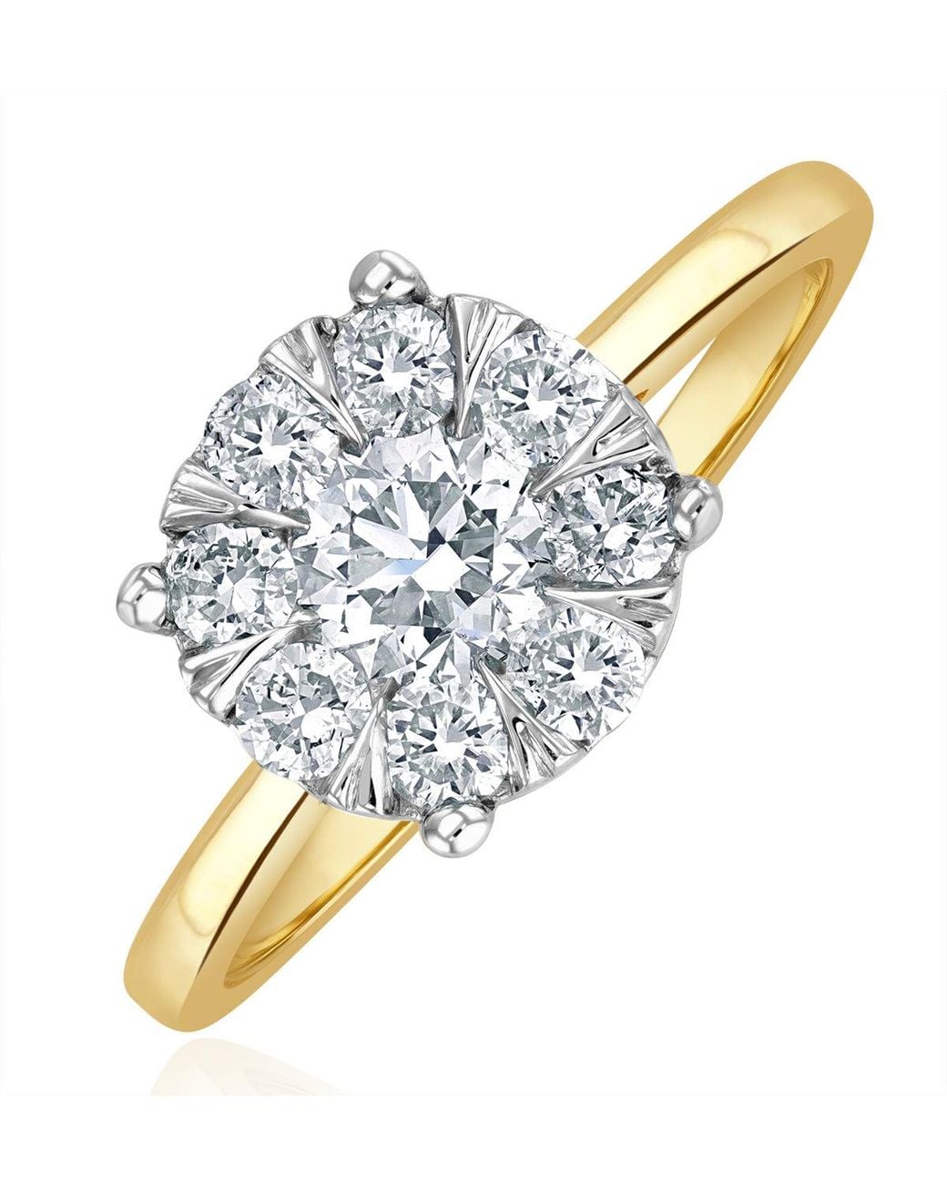 The Diamond Store Metallic 1 Carat Lab Diamond Cluster Solitaire Ring H/Si