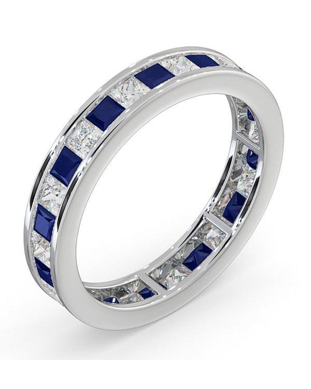 The Diamond Store Blue Eternity Ring Lauren Diamonds G/Vs And Sapphire 2.30Ct