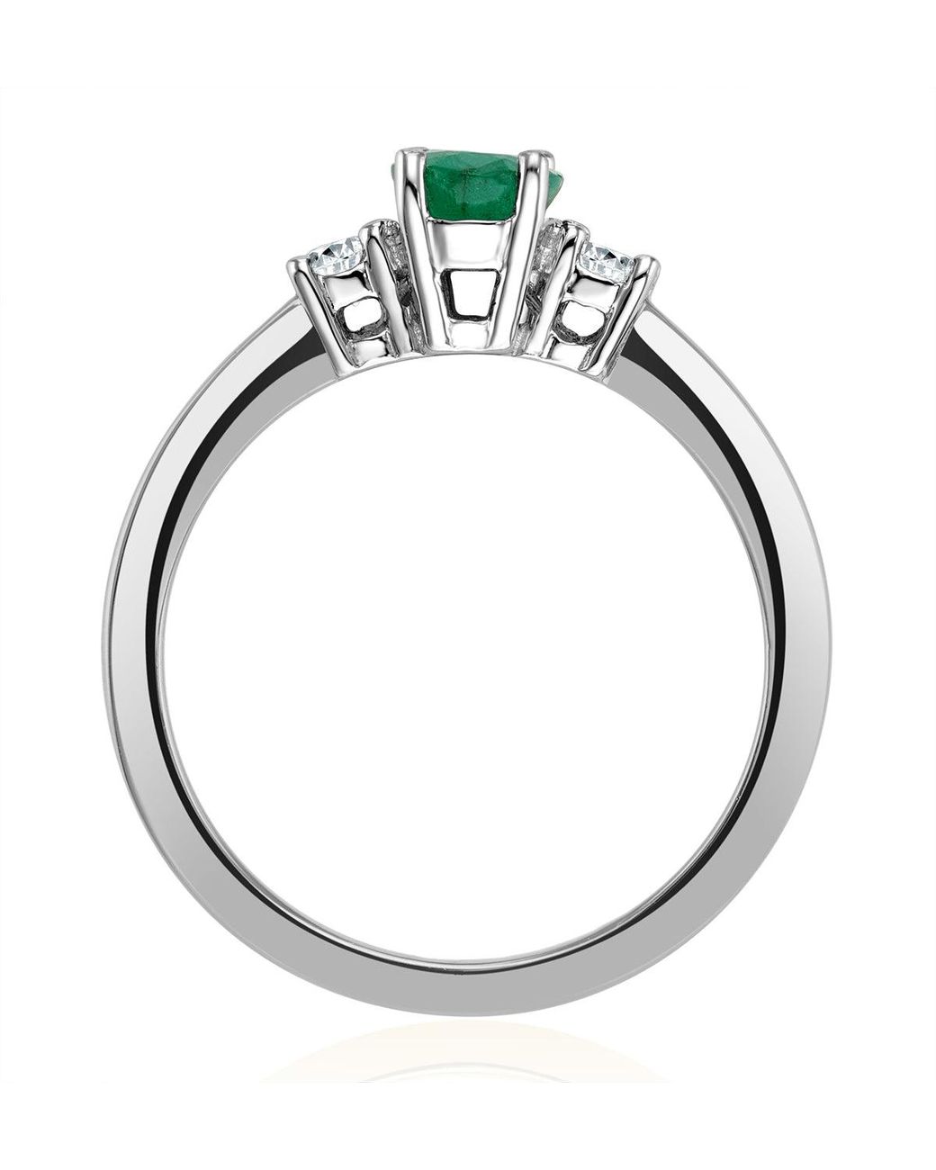 The Diamond Store Green Emerald 0.75Ct And Diamond 18K Ring N4316Y