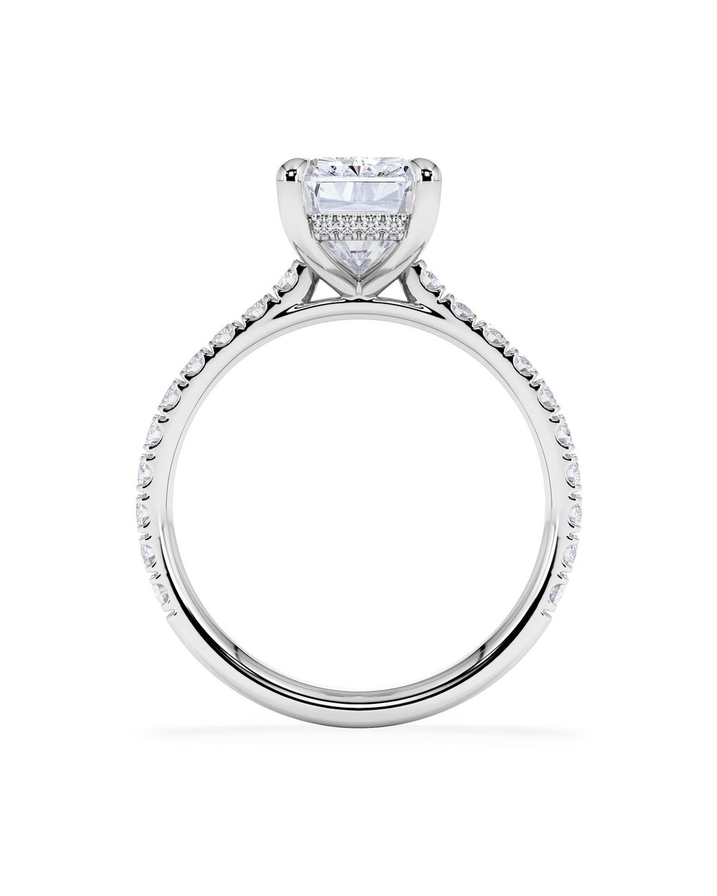 The Diamond Store Blue Amora Radiant 3.00Ct Hidden Halo Lab Diamond Engagement Ring With Side Stones Set