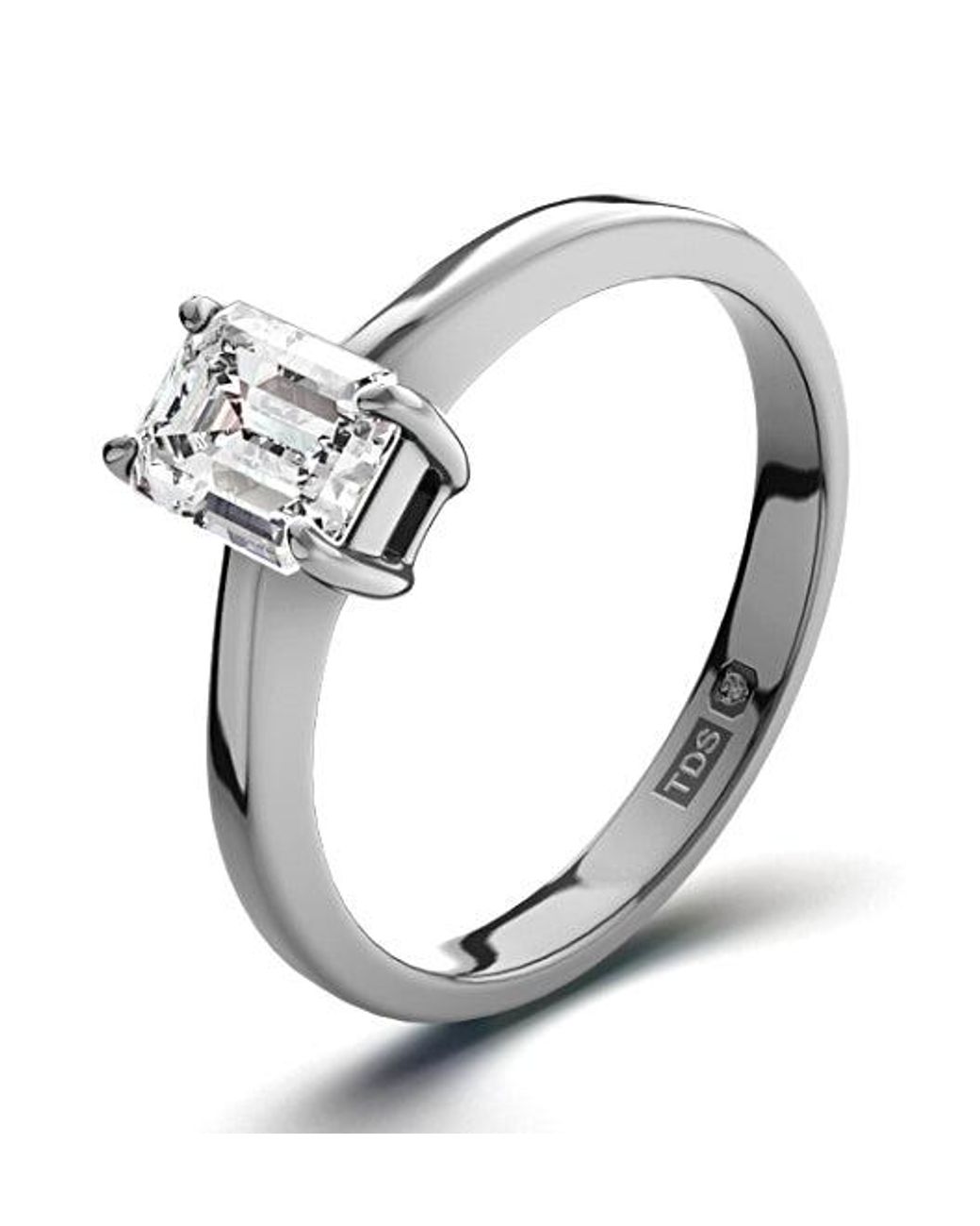 The Diamond Store Metallic Diamond Engagement Ring Emerald Cut 18K 0.50Ct-F-G/Vs