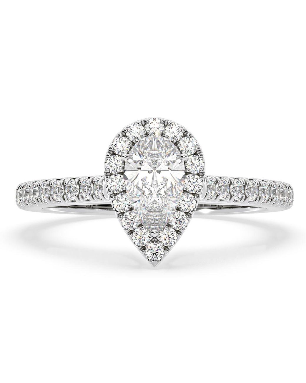The Diamond Store White Diana Diamond Pear Halo Engagement Ring 1Ct G/Vs1