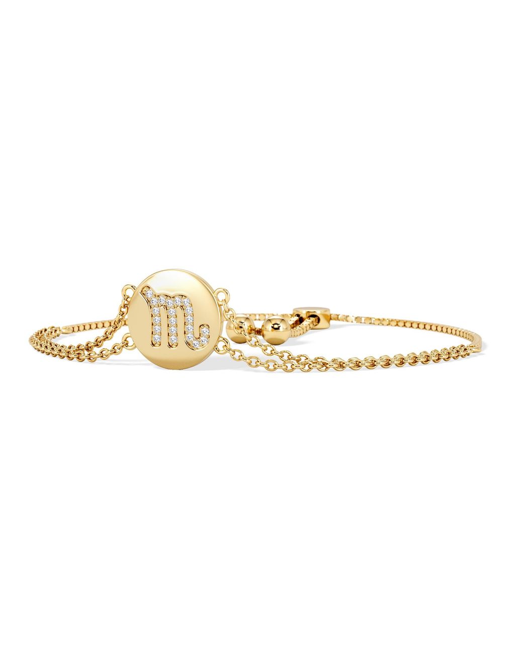 The Diamond Store Metallic Astrology Scorpio 0.07Ct Lab Grown Diamond Adjustable Medallion Bracelet 18K Vermeil