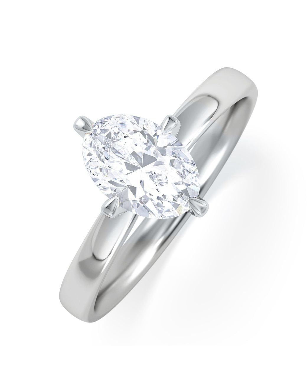 The Diamond Store White Origin Twist 1.00Ct Oval Cut Lab Diamond Solitaire Engagement Ring
