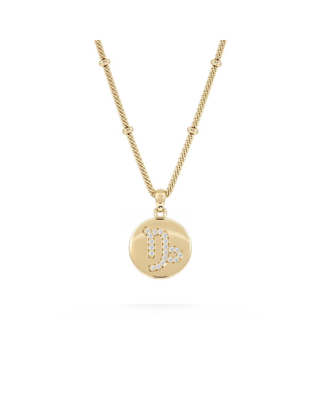 The Diamond Store Metallic Astrology Capricorn 0.07Ct Lab Grown Diamond Medallion Pendant Necklace