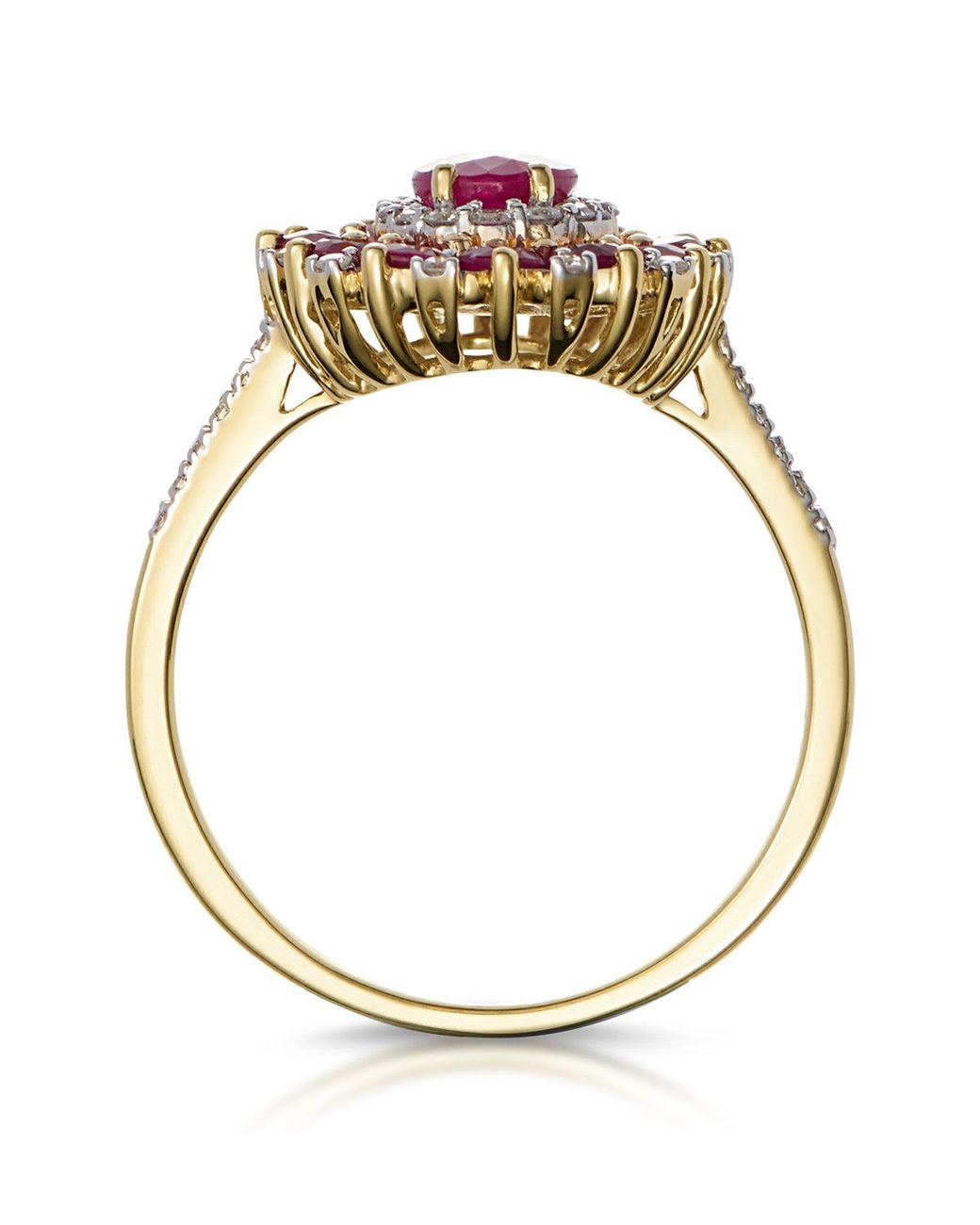 The Diamond Store Metallic 1.55Ct Ruby Asteria Collection Diamond Halo Ring