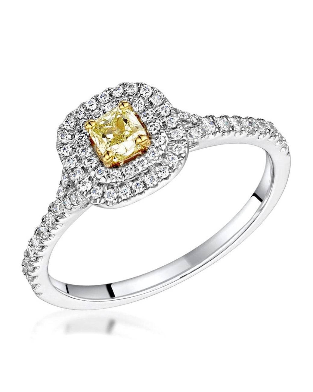 The Diamond Store Metallic Natasha Diamond Halo Engagement Ring 0.53Ct 18K