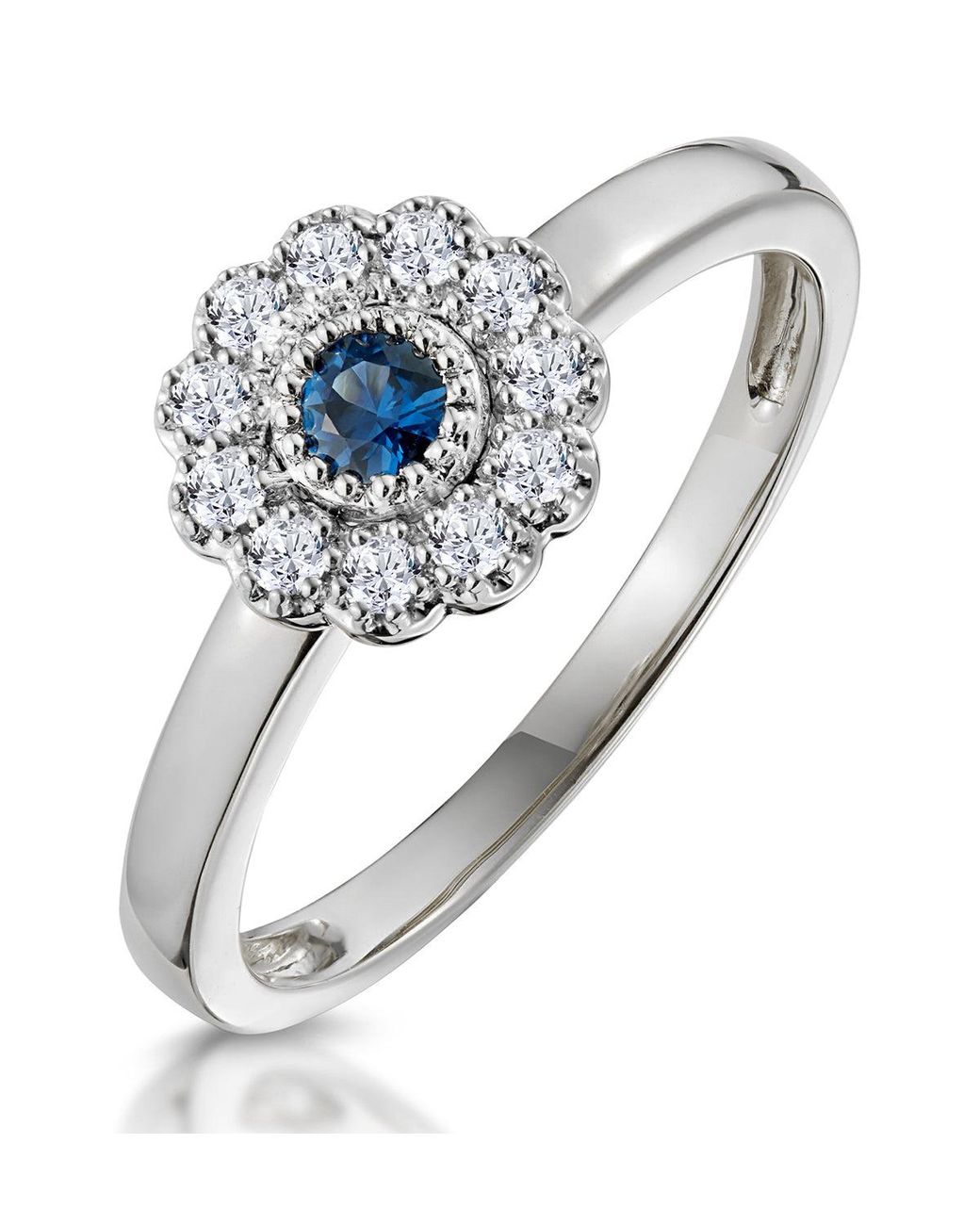 The Diamond Store White Sapphire And Diamond Halo Ring