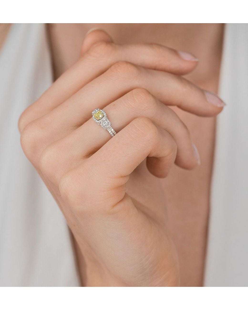 The Diamond Store Metallic Isabella Diamond Halo Engagement Ring 0.53Ct