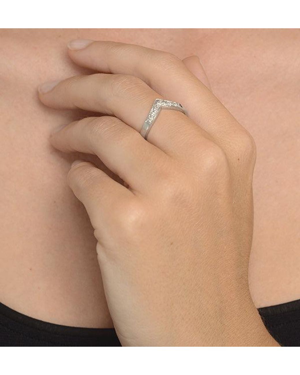The Diamond Store Metallic Diamond 0.11Ct 9K Wishbone Ring