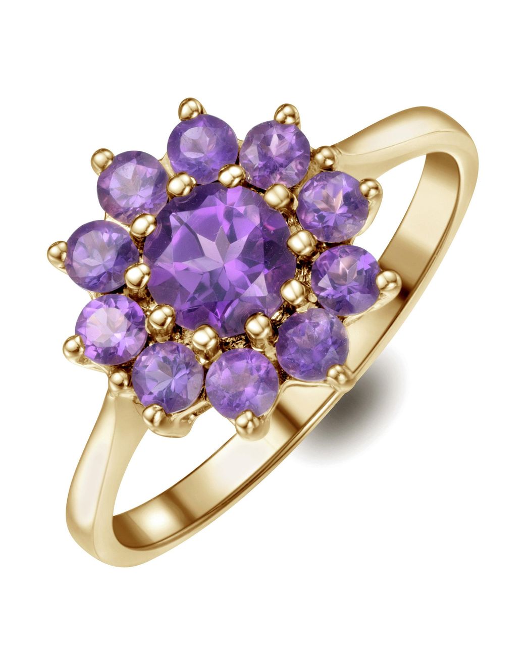 The Diamond Store Purple 0.94Ct Amethyst Cluster Ring
