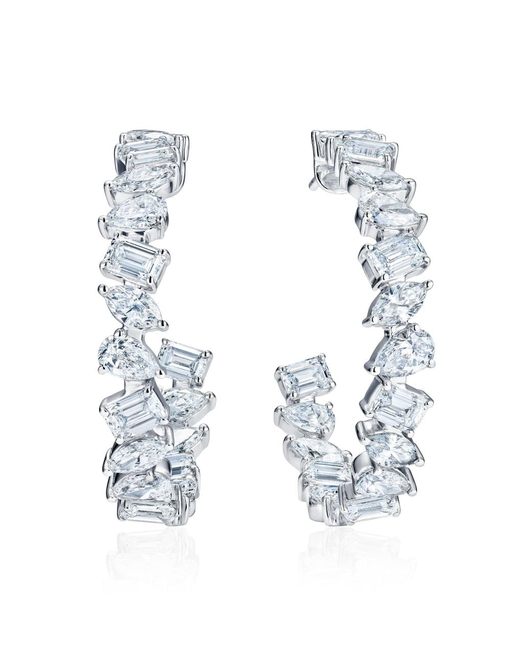 The Diamond Store Blue Luxe 8.00Ct Lab Diamond Hoop Earrings With Igi Certified Mixed-Cut Diamonds