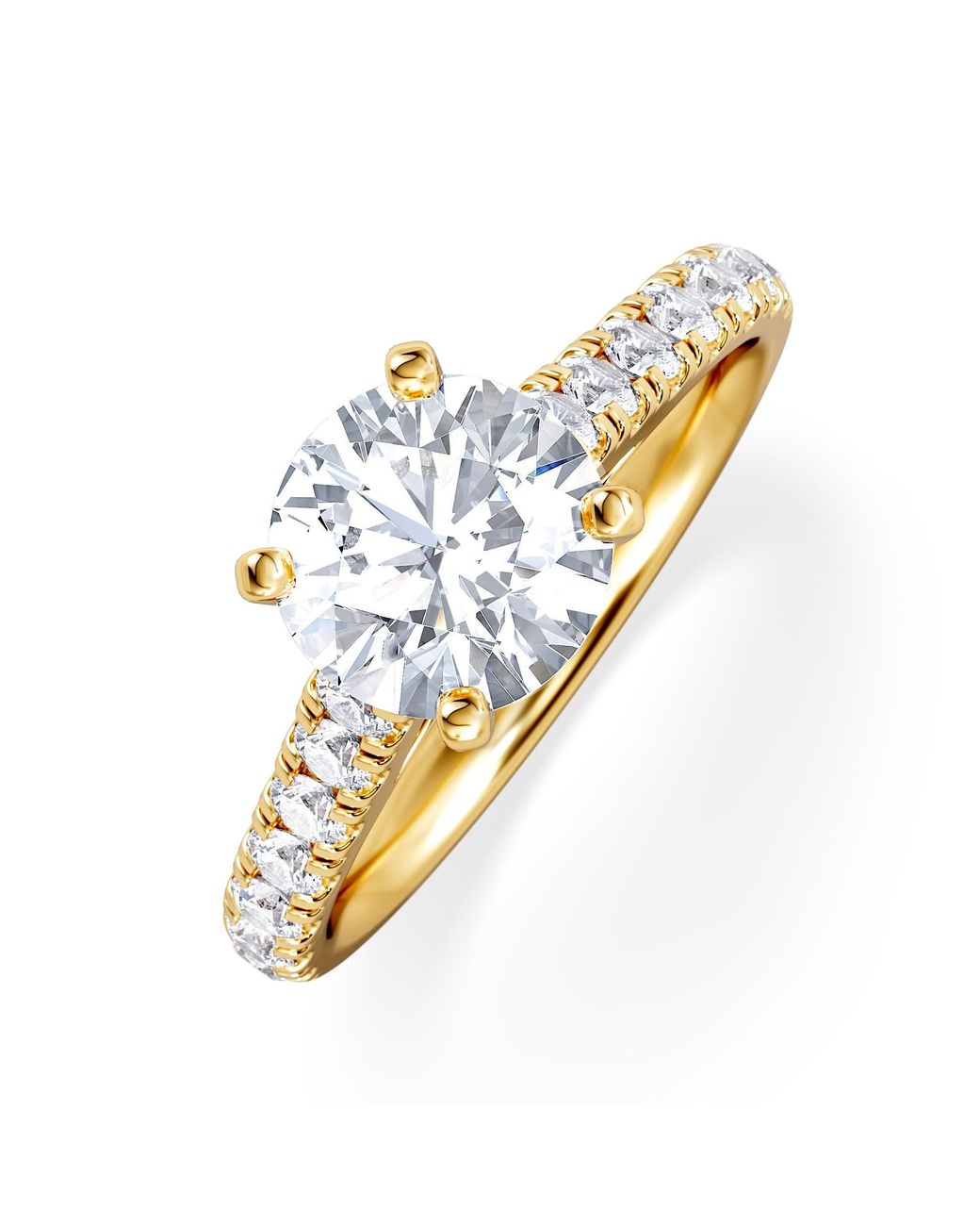The Diamond Store Metallic Natalia Lab Diamond Engagement Side Stone Ring 18K 2.00Ct F/Vs1