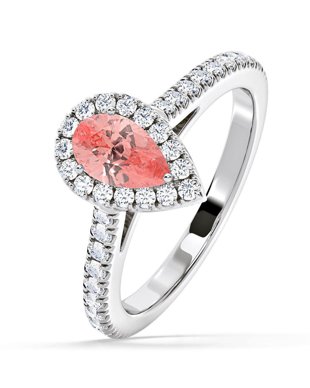The Diamond Store White Diana Lab Diamond Pear Halo Ring 1.00Ct
