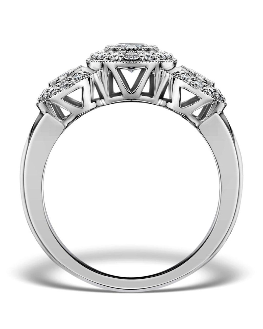 The Diamond Store Metallic Celeste Halo Pave Ring 0.92Ct Of H/Si Lab Diamonds