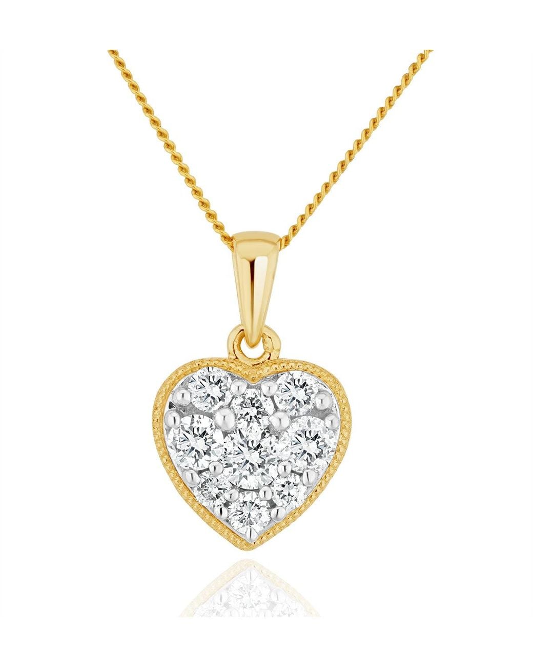The Diamond Store Metallic 0.5 Ct Lab Grown Diamond Pave Heart Pendant Necklace
