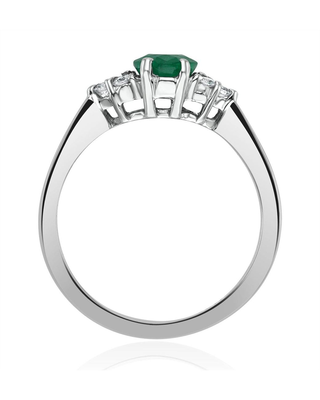 The Diamond Store Green Emerald 0.75Ct And Diamond 18K Ring