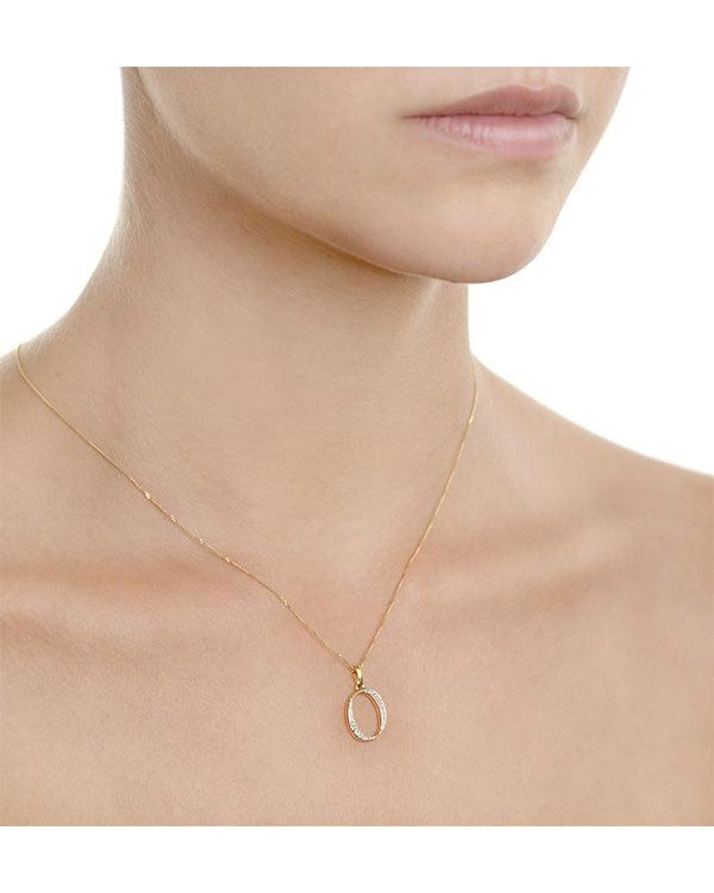 The Diamond Store Metallic Initial 'O' 0.05Ct Lab Diamond Pendant Necklace