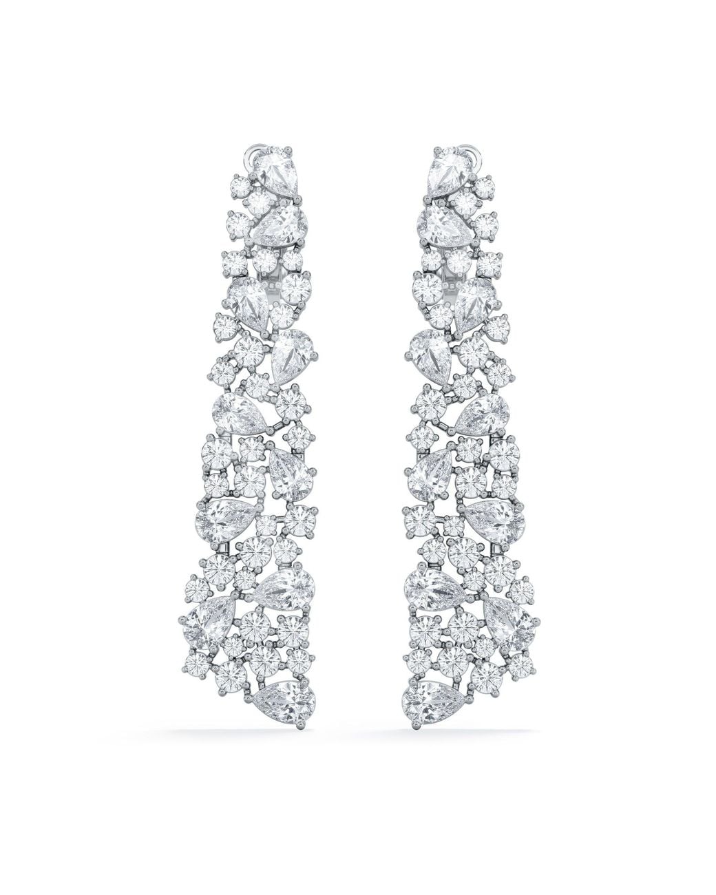 The Diamond Store White Luxe 10.00Ct Lab Diamond Chandelier Earrings With Igi Certified Pear And Round-Cut Diamonds