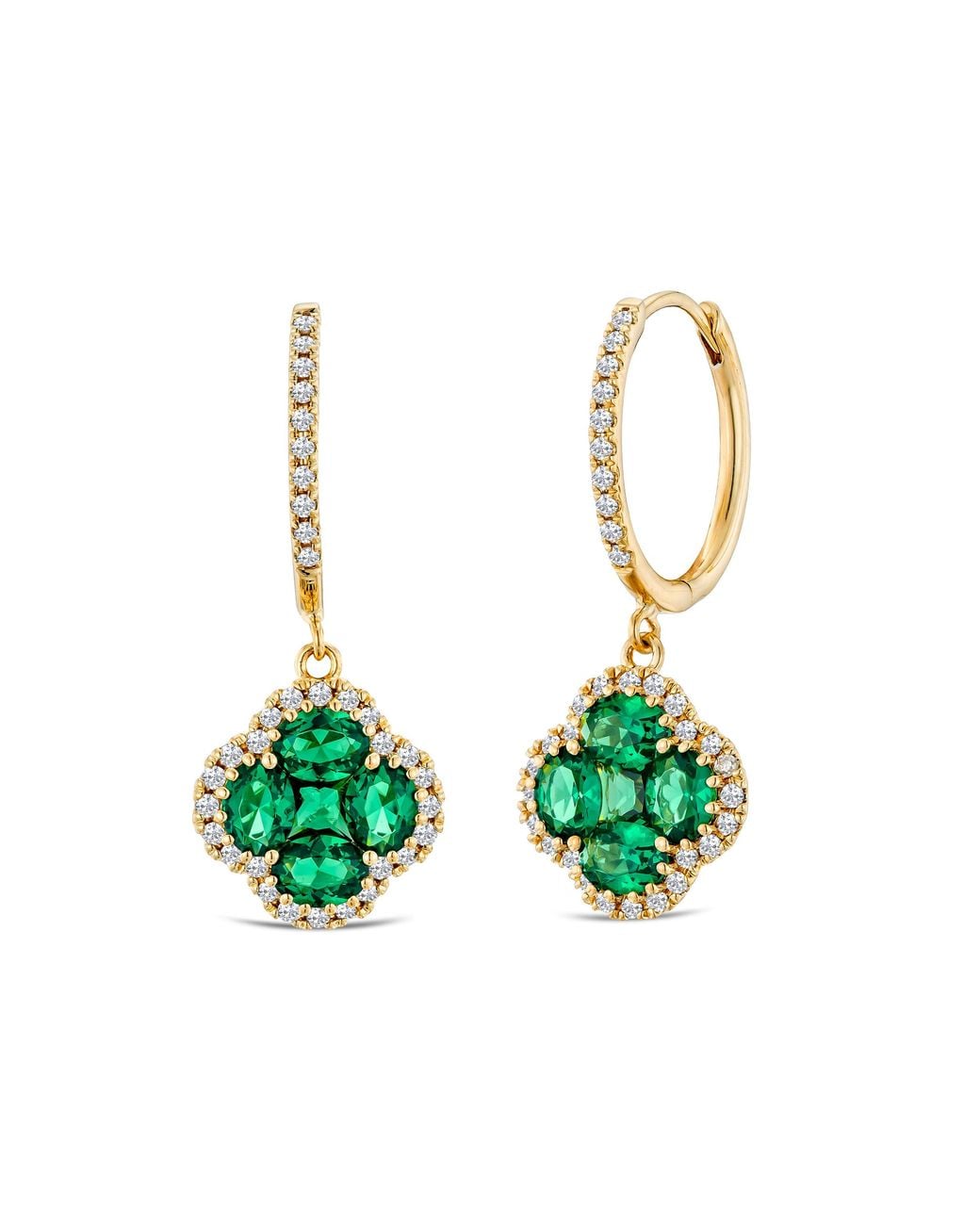 The Diamond Store Green Alegria Lab Emerald Earrings 1.50Ct