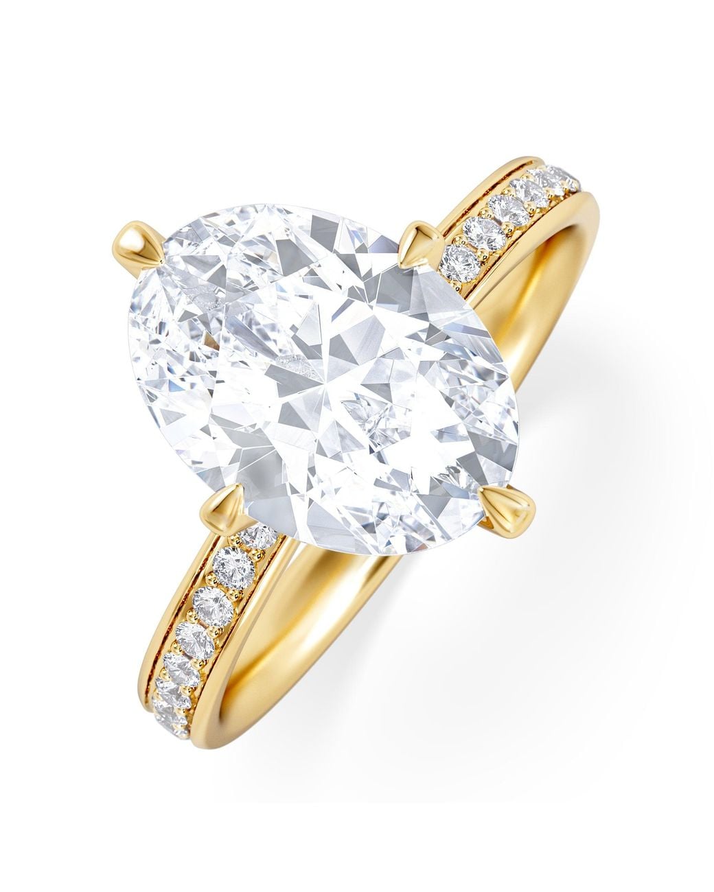 The Diamond Store Metallic Origin Twist 3.00Ct Oval Cut Lab Diamond Solitaire Engagement Ring With Side Stones