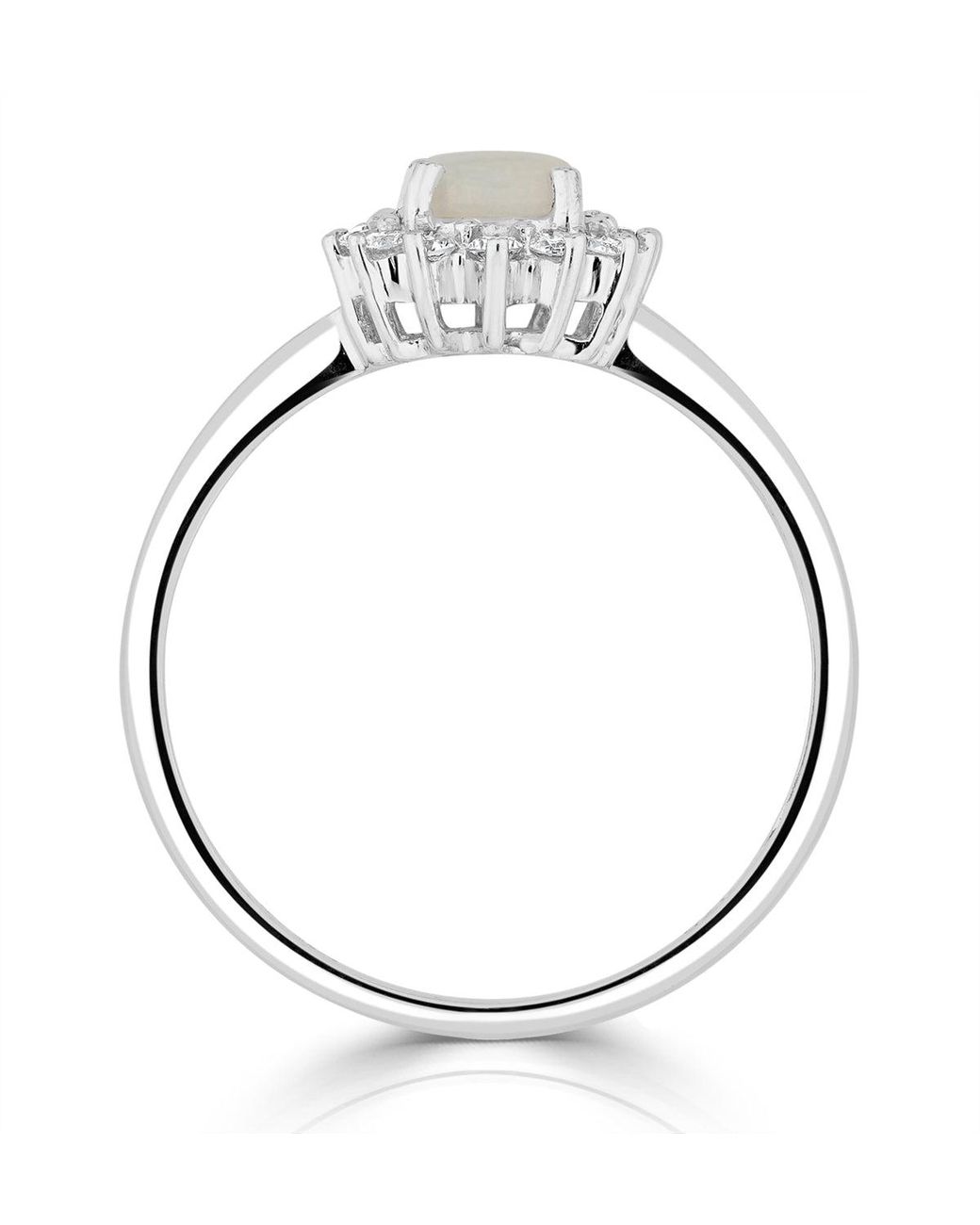 The Diamond Store Metallic Opal 7 X 5Mm And Diamond 9K Ring
