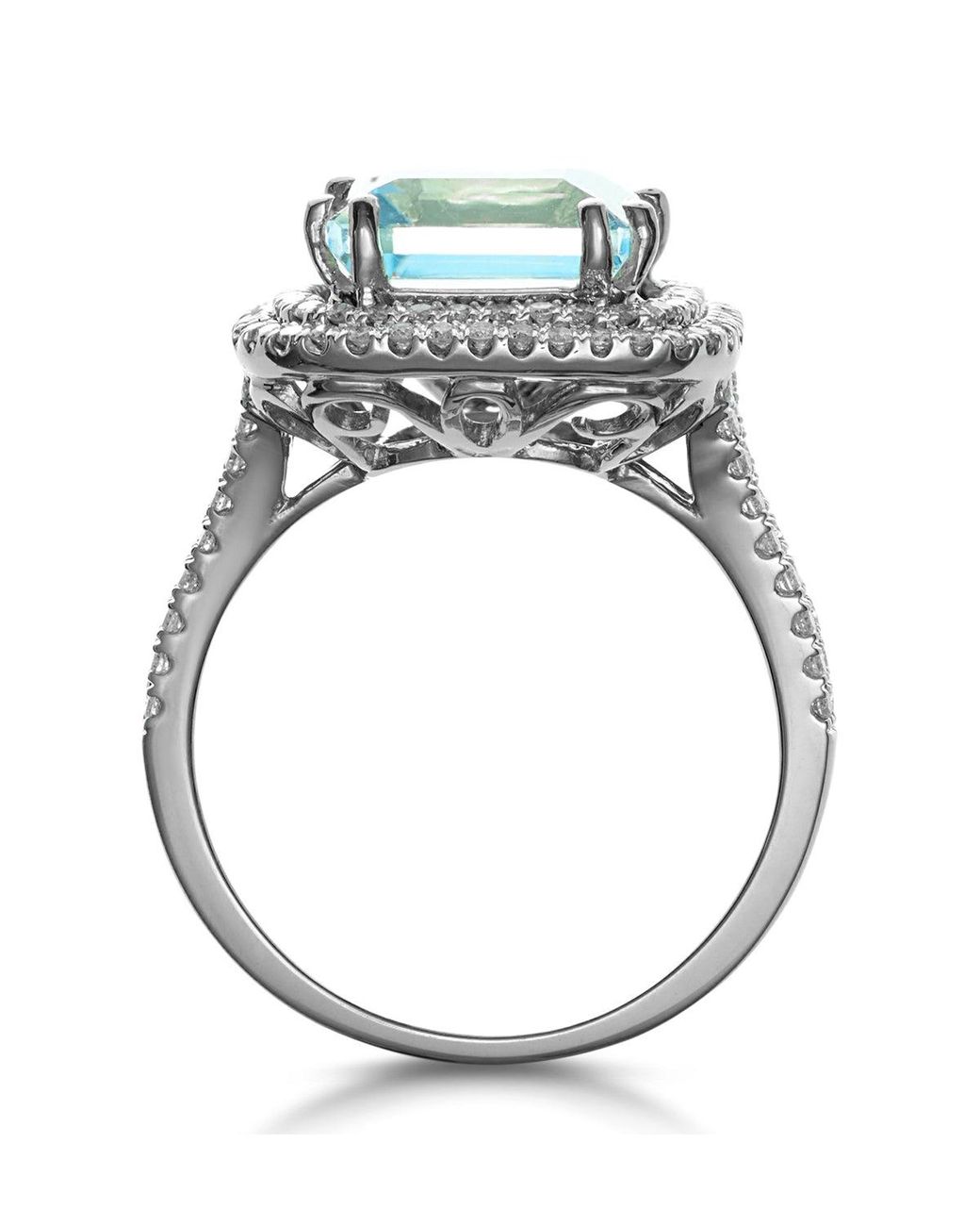 The Diamond Store Metallic 4.7Ct Topaz And Diamond Shoulders Asteria Ring