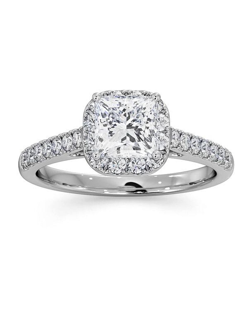 The Diamond Store White Roxy Lab Diamond Engagement Side Stone Ring 18Kw 1.58Ct F/Vs1