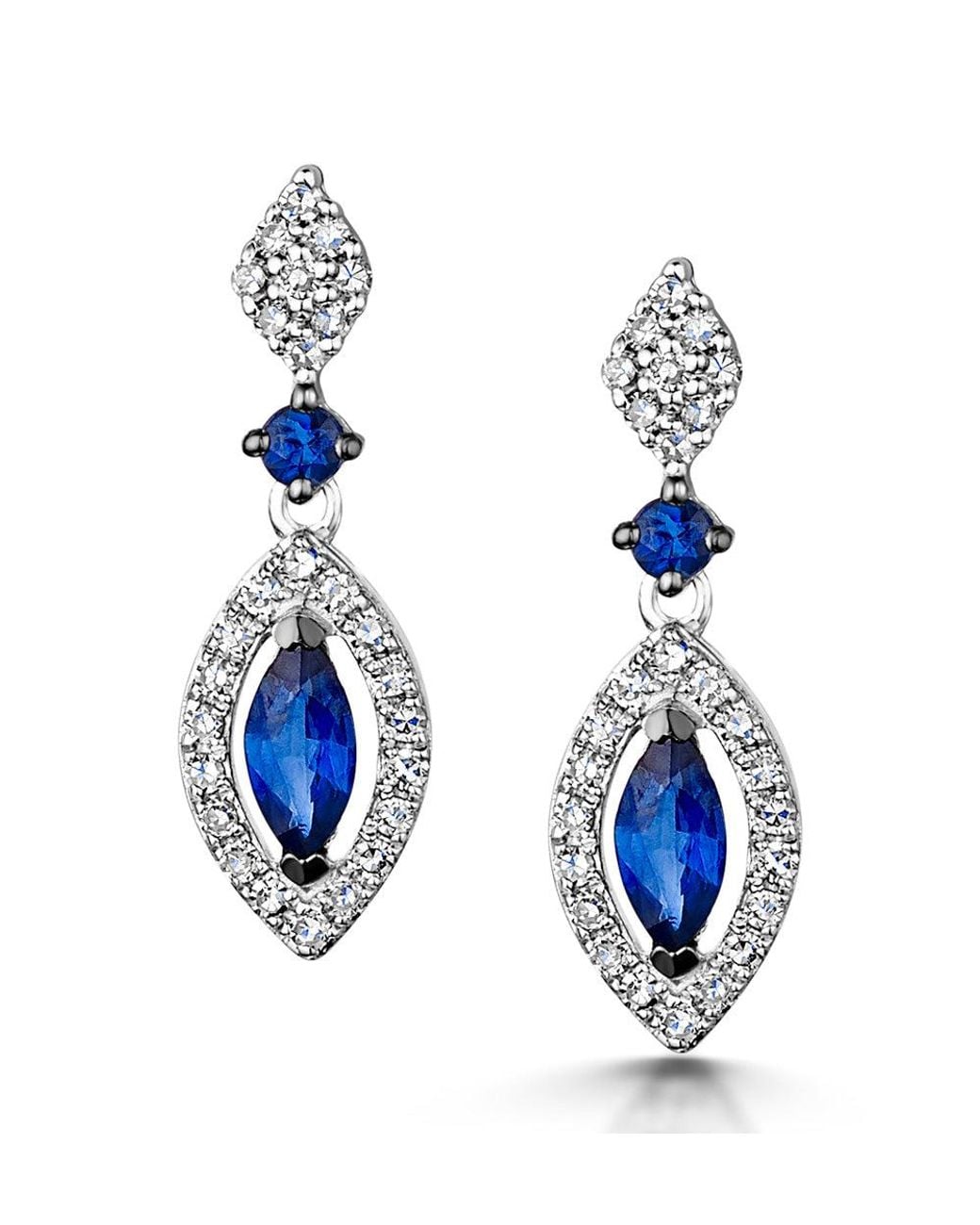 The Diamond Store Blue Stellato Collection Sapphire And Diamond Earrings 0.18Ct 9K
