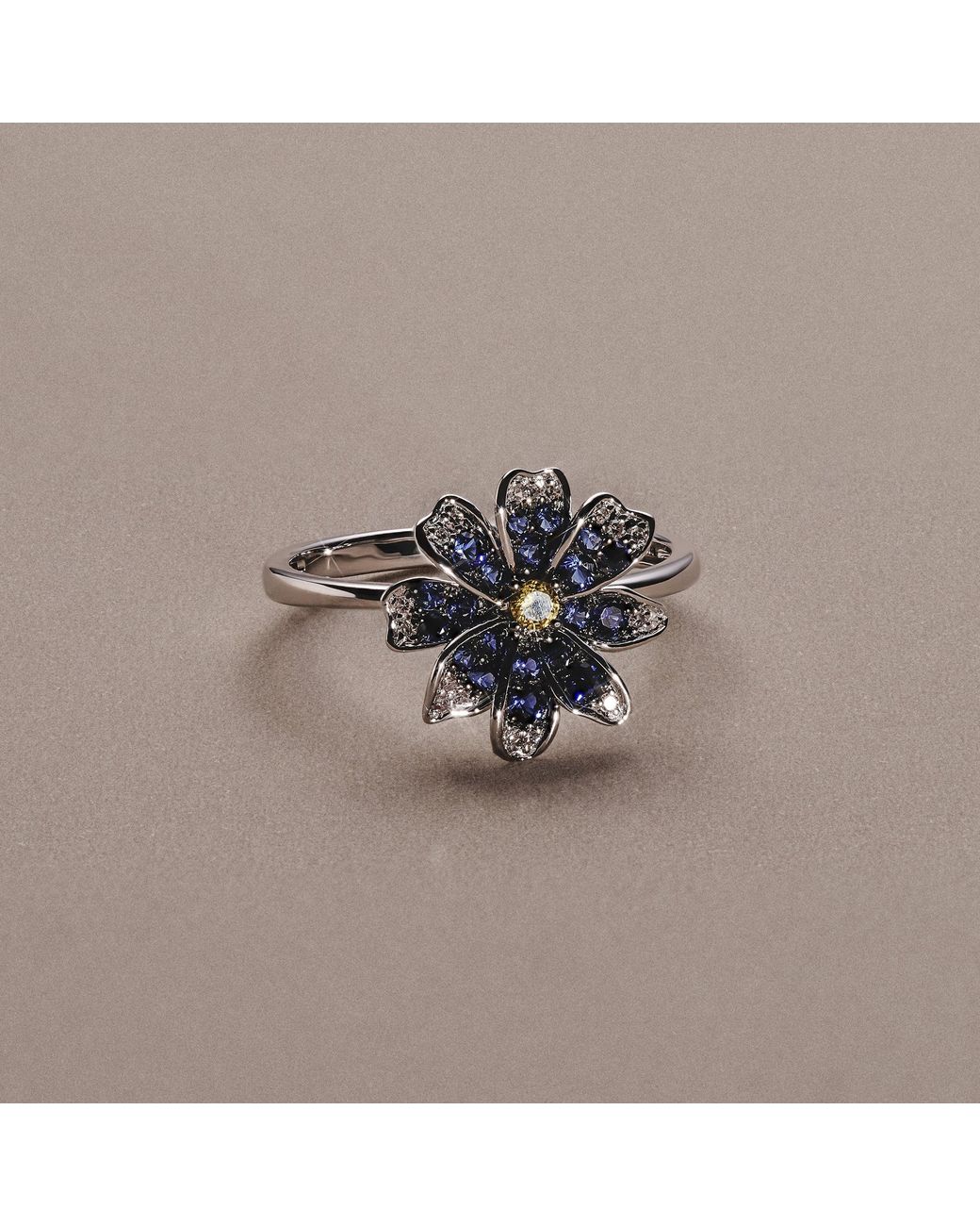 The Diamond Store Blue Stellato 0.47Ct Lab And Sapphire Flower Ring