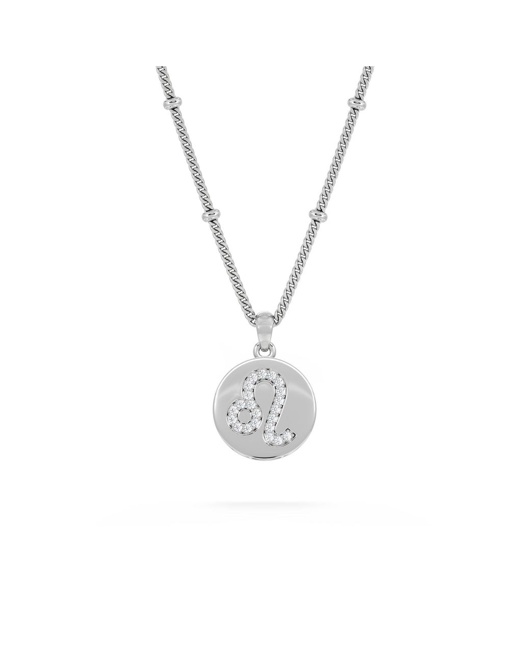 The Diamond Store Metallic Astrology Leo 0.07Ct Lab Grown Diamond Medallion Pendant Necklace