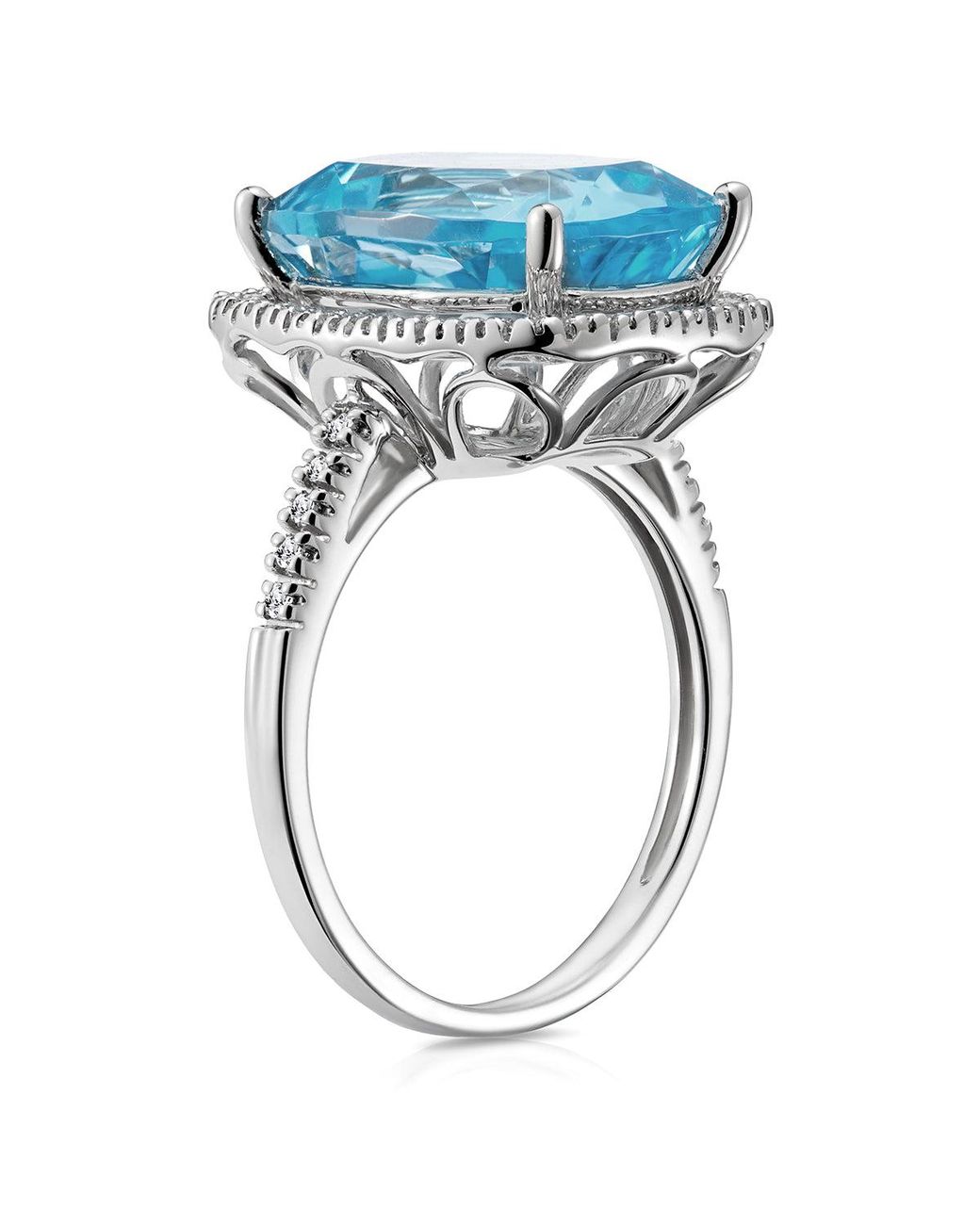 The Diamond Store Blue Topaz 6.83Ct And Diamond 9K Ring