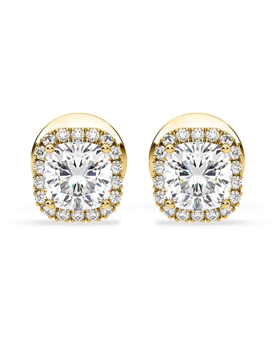 The Diamond Store Metallic Beatrice Cushion Cut Lab Diamond Halo Earrings 1.30Ct