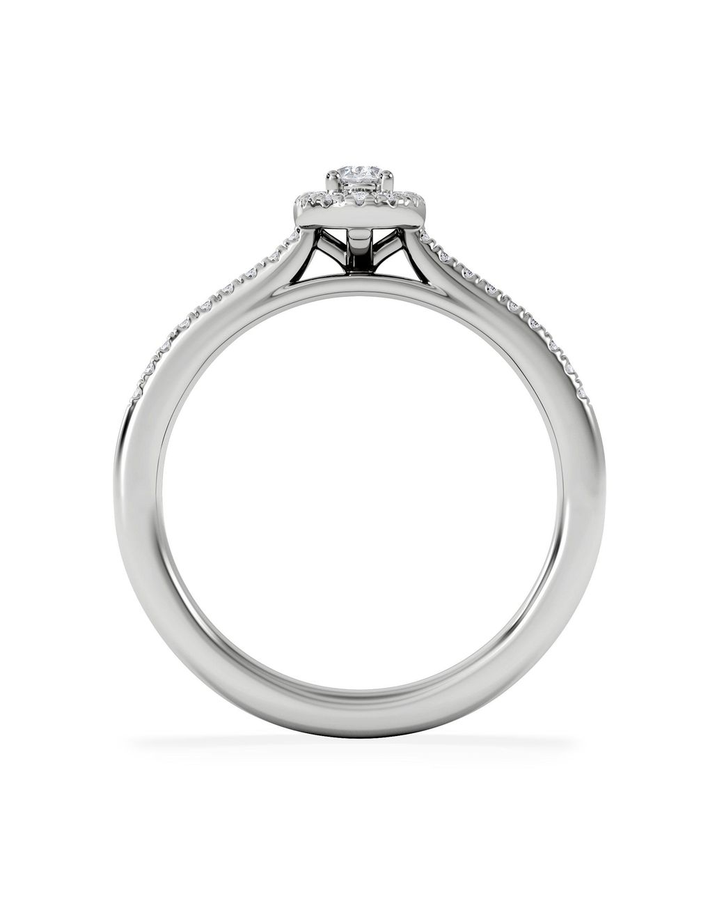The Diamond Store White Lumia Oval Cut Lab Diamond Halo Ring 0.33Ct F/Vs