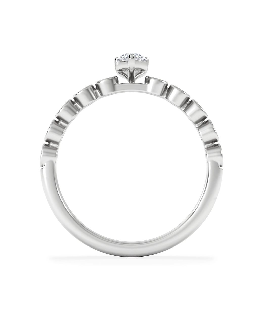 The Diamond Store White Entwine 0.30Ct Pear Cut Lab Diamond Solitaire Engagement Ring With Side Stones
