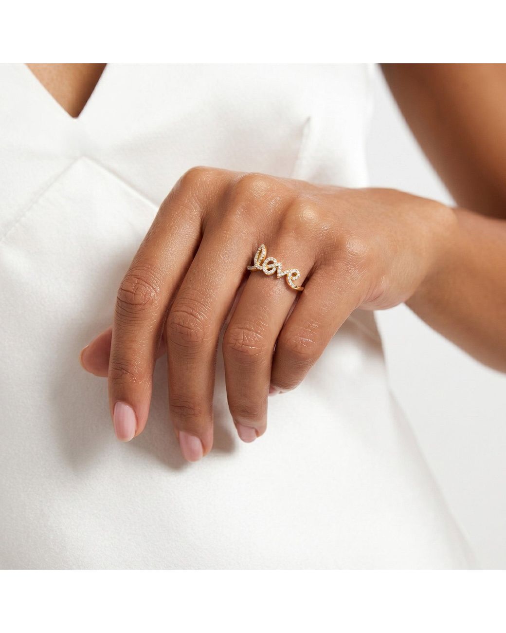 The Diamond Store Metallic Love Motif 0.12Ct Lab Diamond Ring