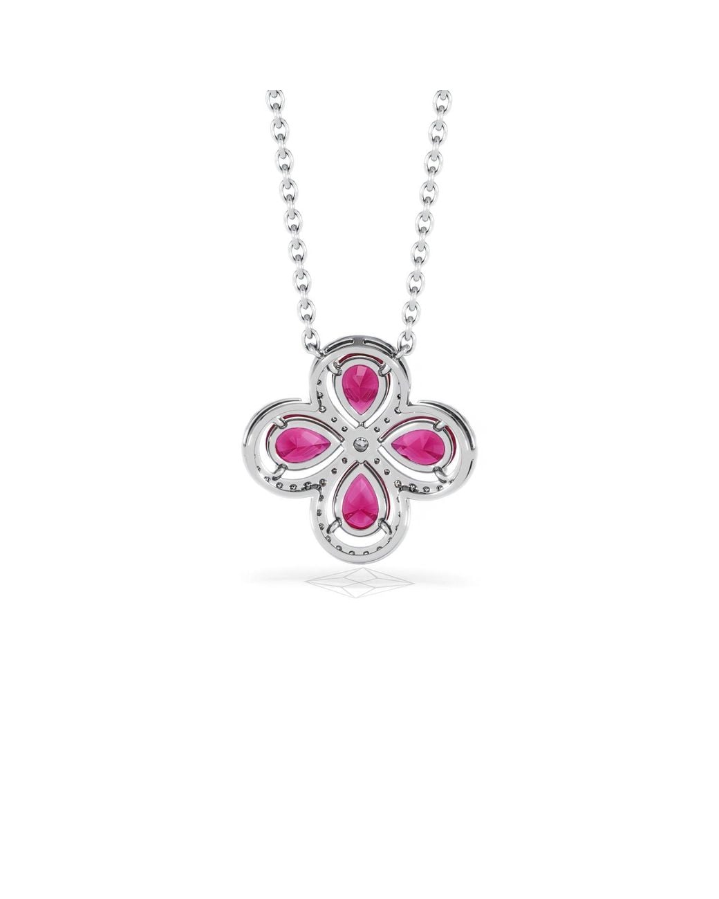 The Diamond Store Pink Bloom 3.30Ct Lab Ruby And Lab Diamond Necklace