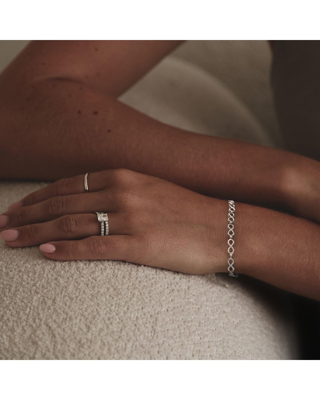The Diamond Store Metallic Infinity Love 0.05Ct Lab Diamond Link Bracelet