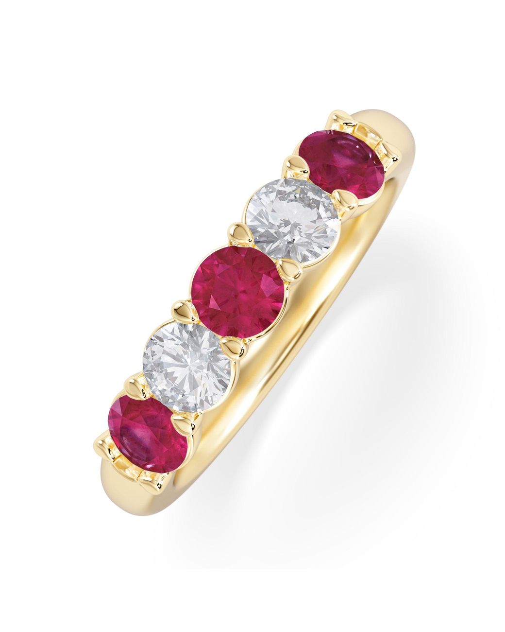 The Diamond Store Pink Solene 0.75Ct Round Cut Lab Ruby And Lab Diamond Half Eternity Ring