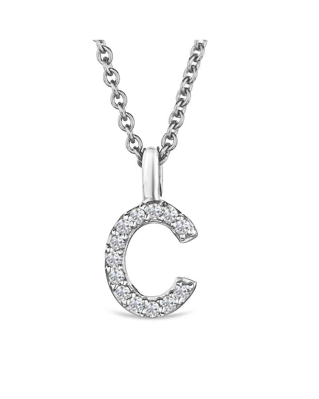 The Diamond Store Metallic Love Letter Initial C Lab Diamond Necklace Set