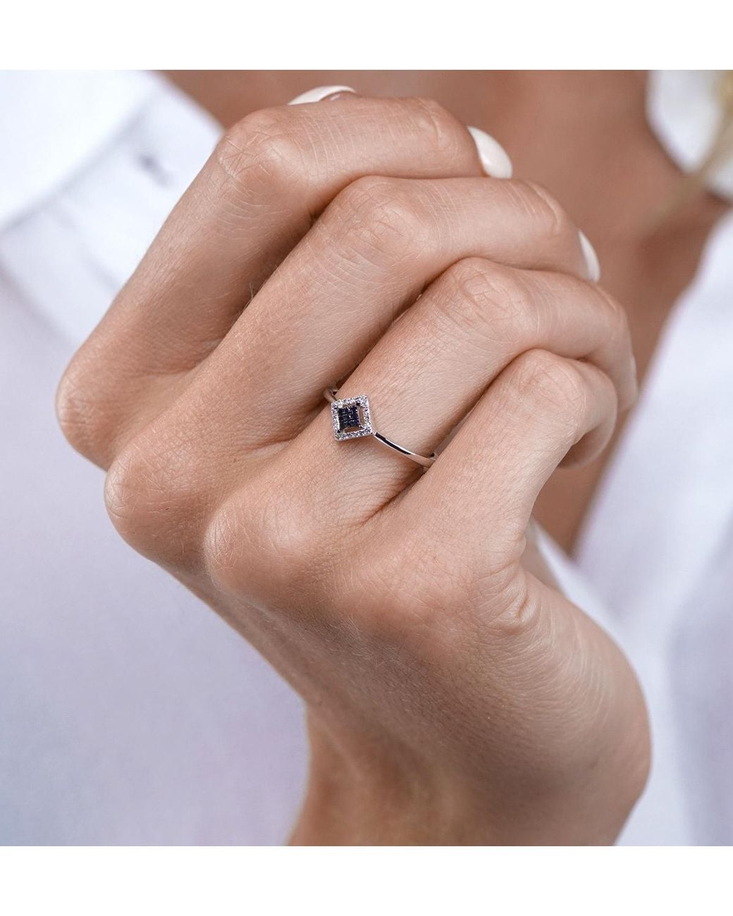 The Diamond Store Metallic Diamond And Diamond Stellato Squares Ring